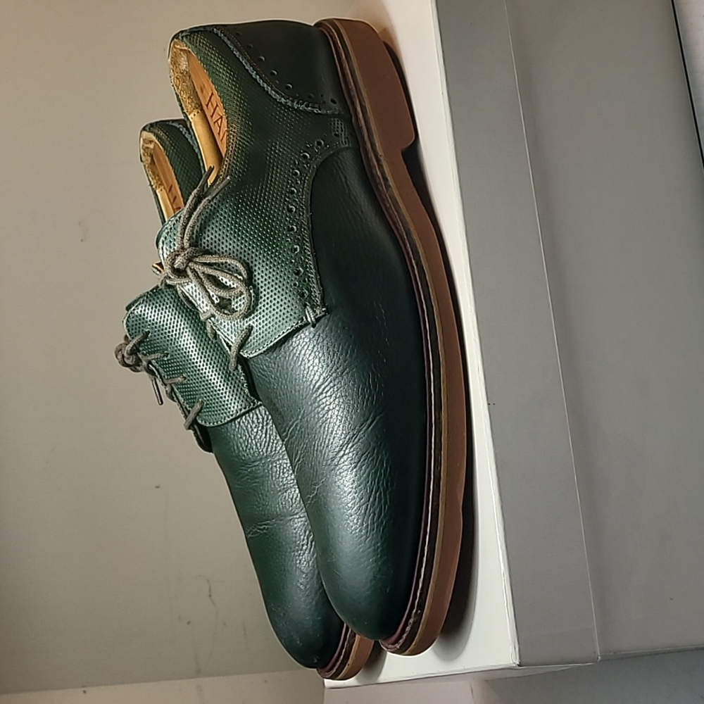 Charles Tyrwhitt green leather British oxfords size9 (Shoebx1)